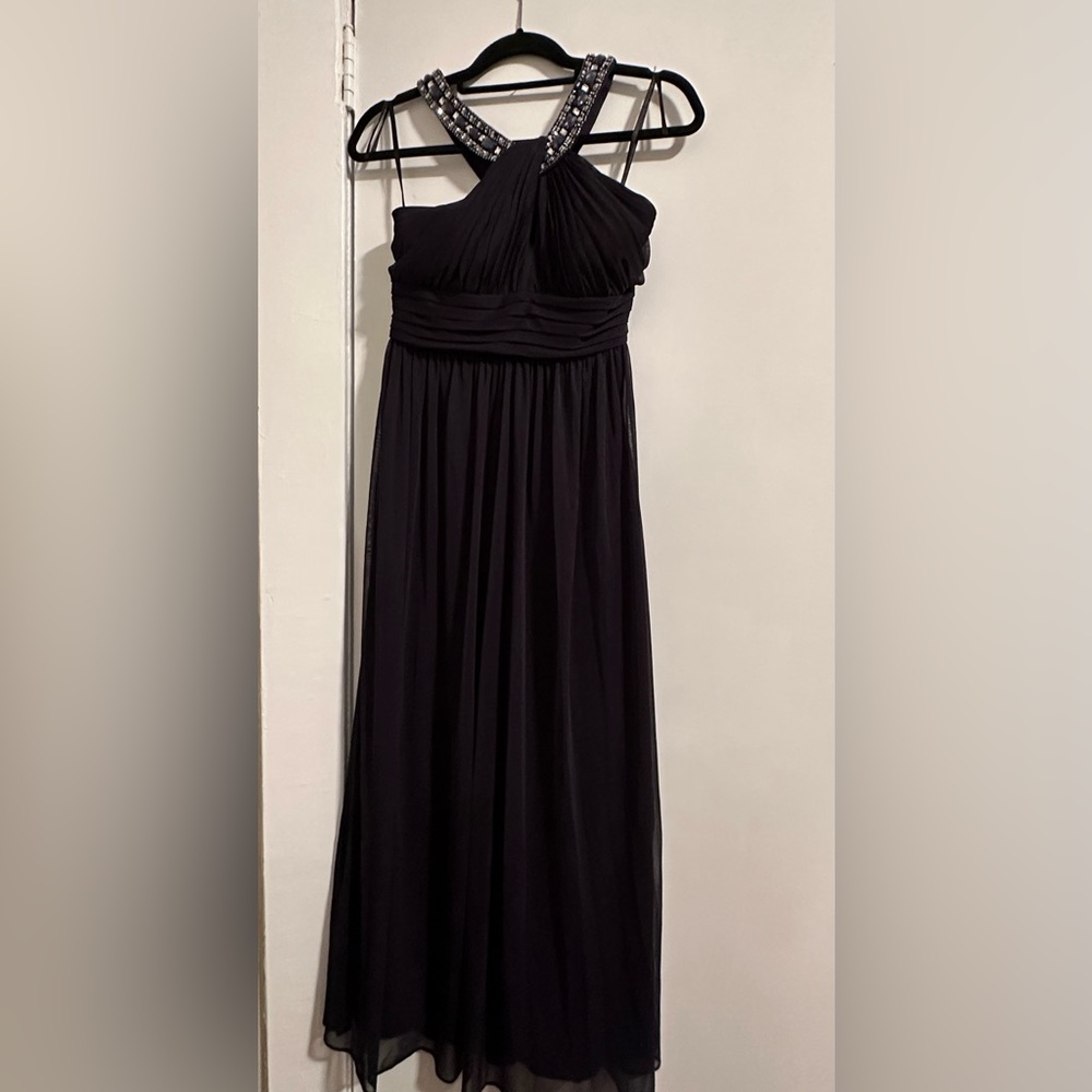 Xscape Bejeweled Neckline - Black Halter Dress - 10P